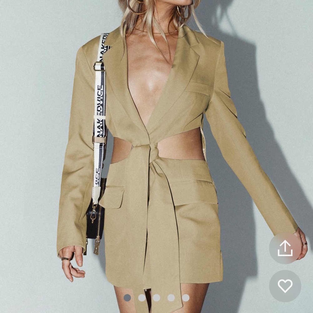 Princess Polly LA confidential mini dress camel 4